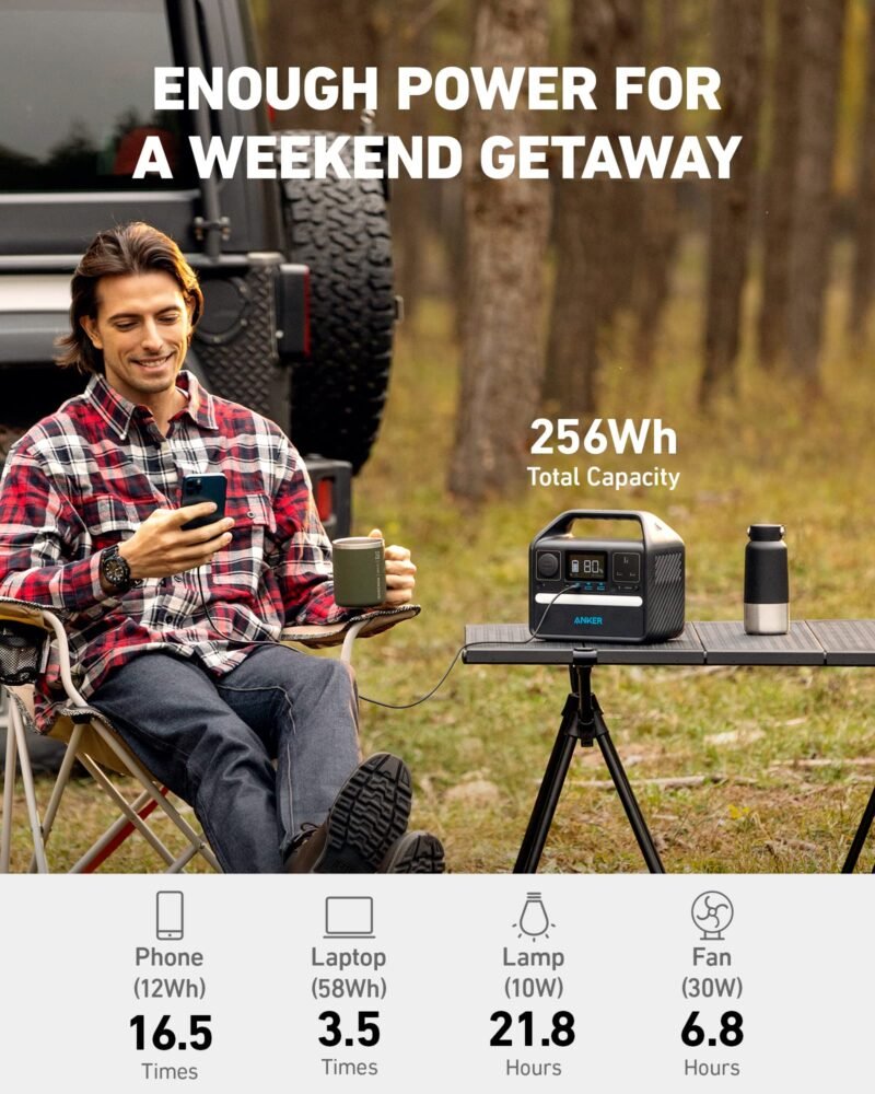 Anker 521 Portable Power Station 256Wh – LiFePO4 Battery | 300W AC Output (600W Surge) | 60W USB-C PD, 6 Ports, Solar-Compatible PowerHouse for Camping, Emergency, Travel & Outdoor Use - Image 10